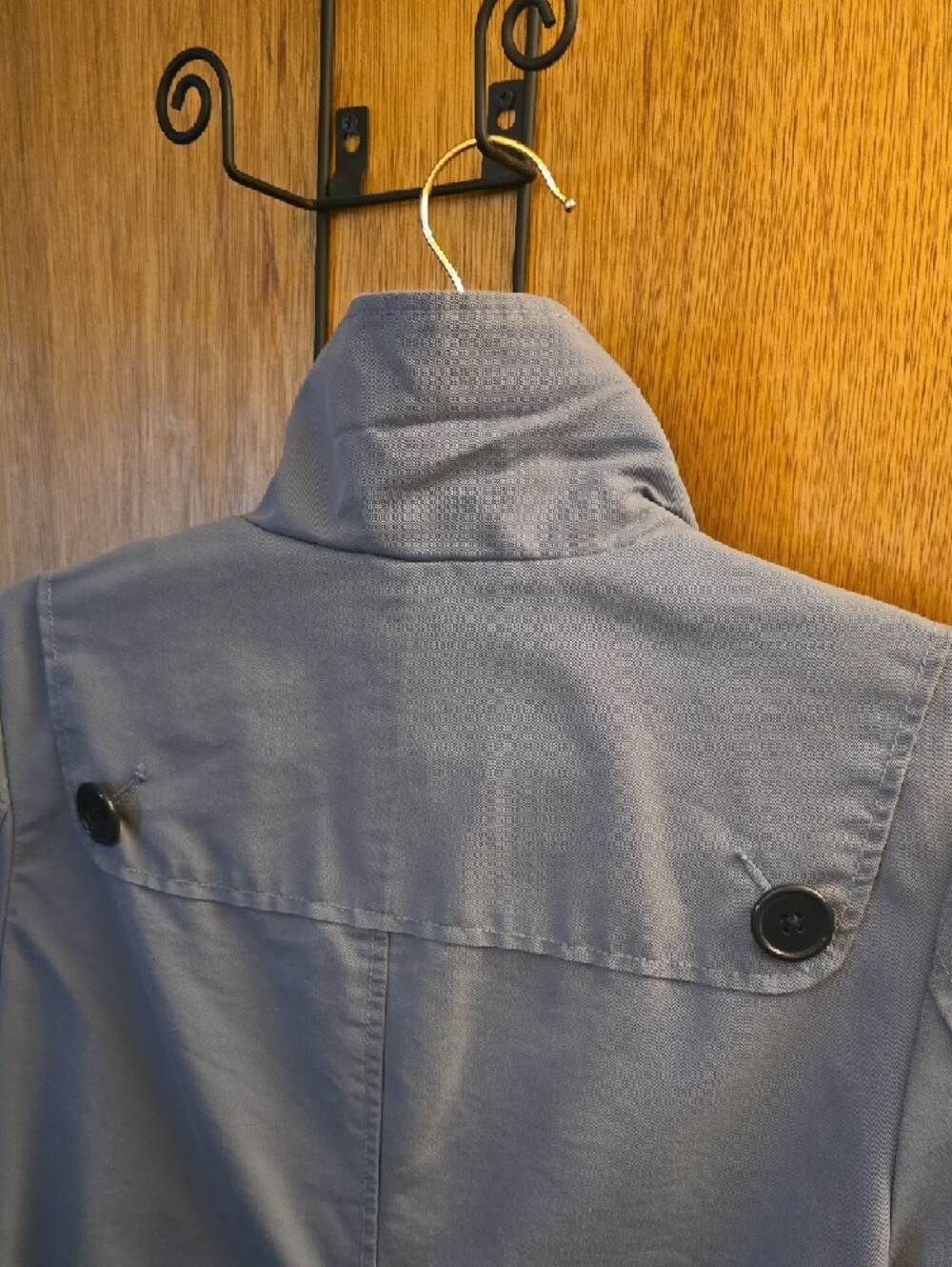 Women's Light  Blue Double-Breasted Trench Coat - Picture 8 of 11